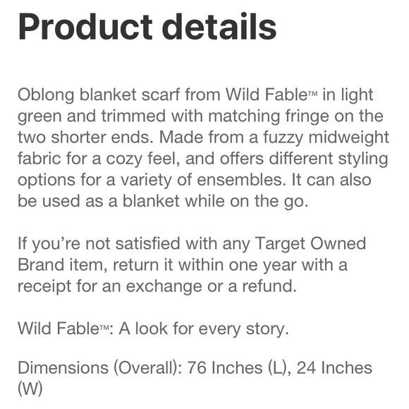 NWT Woman’s Blanket Scarf by Wild Fable - Picture 6 of 6